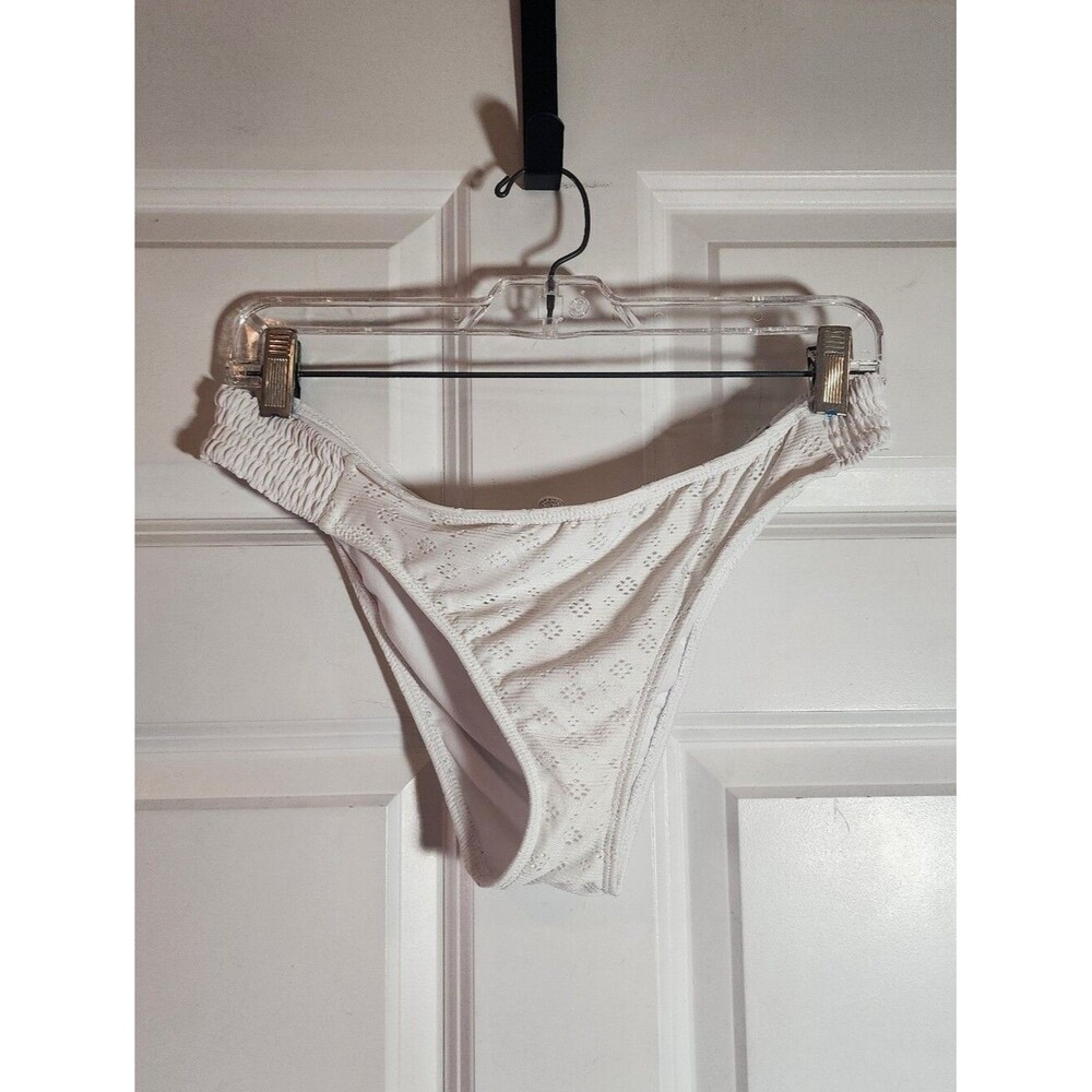 Forever 21 White Eyelet Bikini Bottoms - Smocked Sides XL